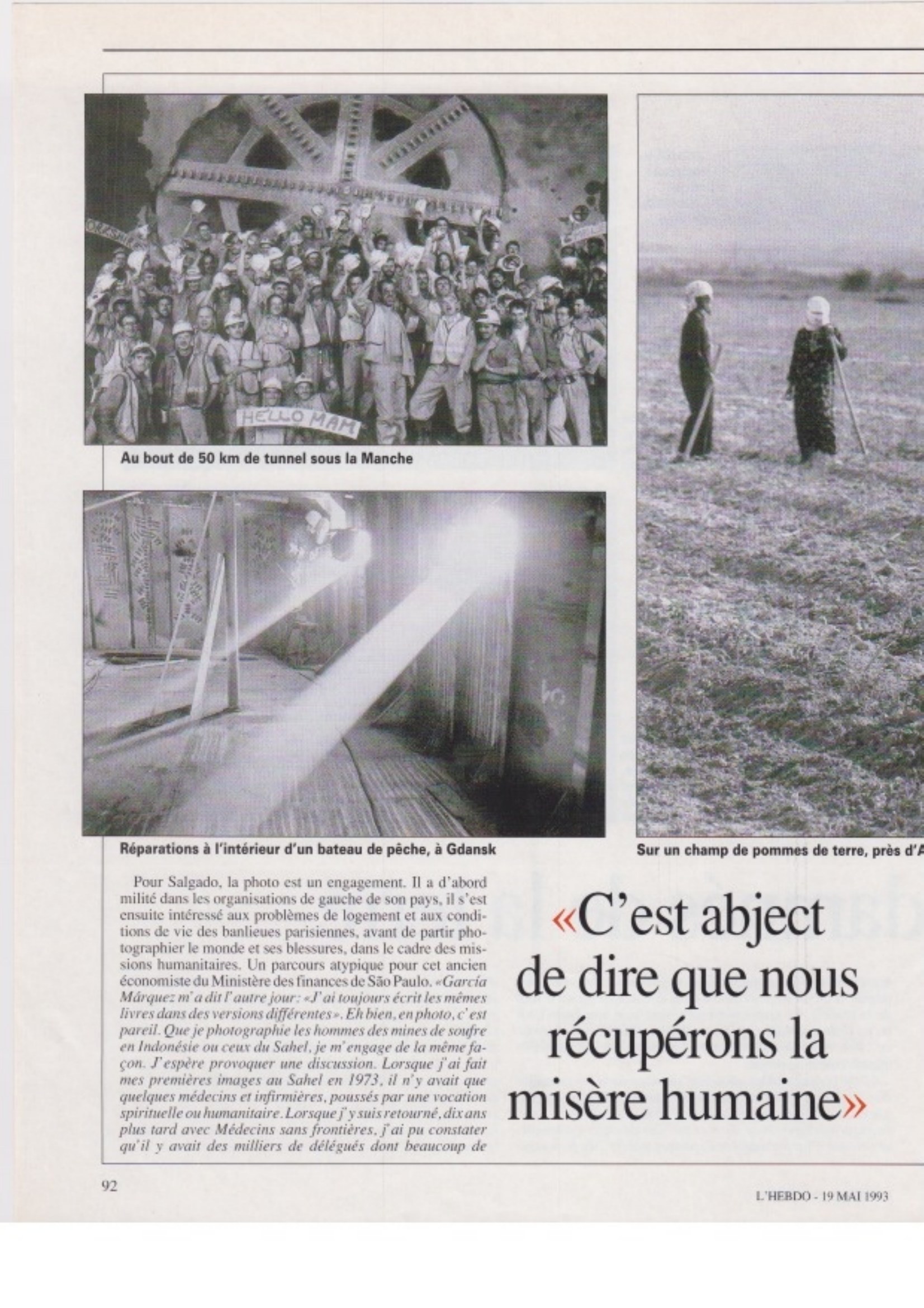 L'Hebdo, entretien avec Sebastião Salgado, page 3