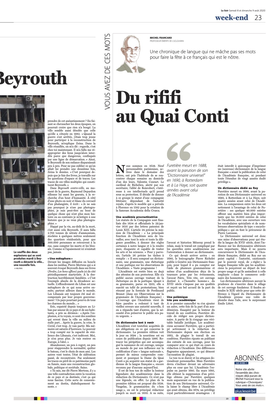 Le Soir, Écrire encore et toujours Beyrouth, page 2